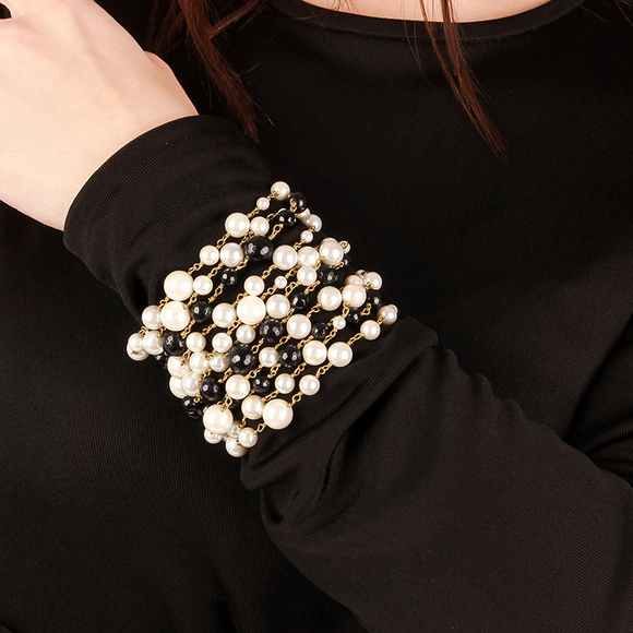 ROSANTICA MILANO BLACK, GOLD, WHITE EVENING NECKLACE | WOMENS - Picture 2 of 4